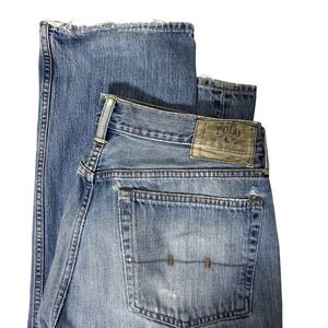 Polo Ralph Lauren Men Jeans Distressed Denim Straight Leg Blue Size 36x34
